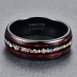 Tungsten Wooden Opal Ring